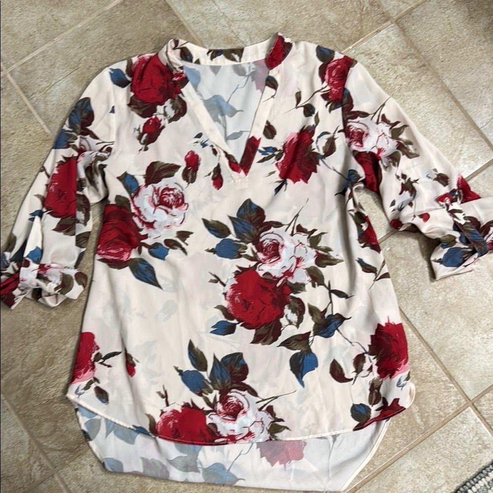 Floral V-Neck Women's Top